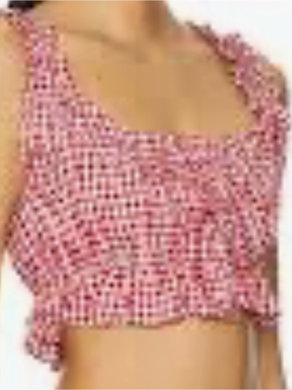 Moon Orchid Red Gingham Ruffle Crop Top